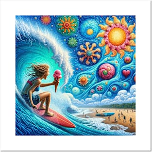 Mandala Sky Strawberry Ice Cream Surfer Girl Posters and Art